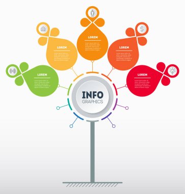 Zaman çizelgesi ya da bilgi grafikleri. İşletmenin gelişimi ve büyümesi. Zaman çizelgesi. Seçenekleri, bölümleri, adımları veya süreçleri olan iş sunumu kavramı.