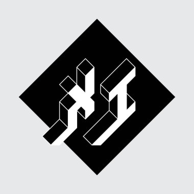 Tasarım için XI Isometric 3d yazı tipi. Üç boyutlu harfler. Mektup kodu. Monogram veya logotype.
