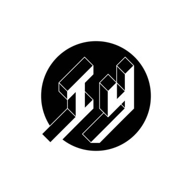 Letters I and Y - Monogram or logotype. Isometric 3d font for design. Volume alphabet. Three-dimension letters. IY - 2-letter code.