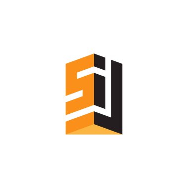 S ve J - baş harfler, monogram veya logotype. Vektör tasarım ögesi veya 3d simgesi. SJ veya 5J logosu.