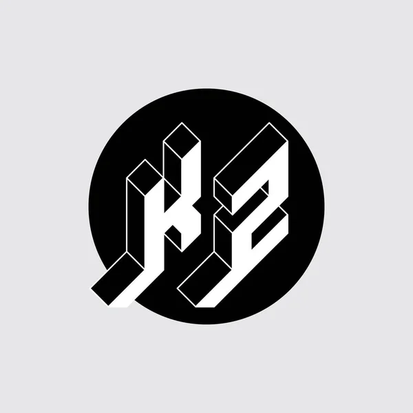 Оригинальные Трёхмерные Буквы Чёрном Круге Монограмма Логотип Изометрический Шрифт Дизайна — стоковый вектор
