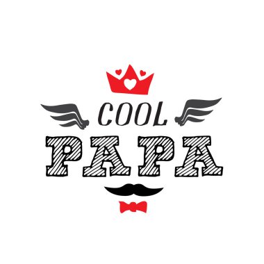 siyah ve kırmızı yazıtlı elementler beyaz arka planda havalı baba bıyıklı ve kanatlı 