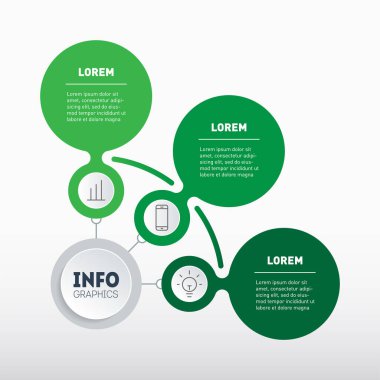 Servis ağacı şablonu, bilgi şeması. Teknoloji veya eğitim sürecinin 3 aşamalı bilgileri. Üç seçeneği olan iş sunumu veya bilgi grafikleri kavramı.