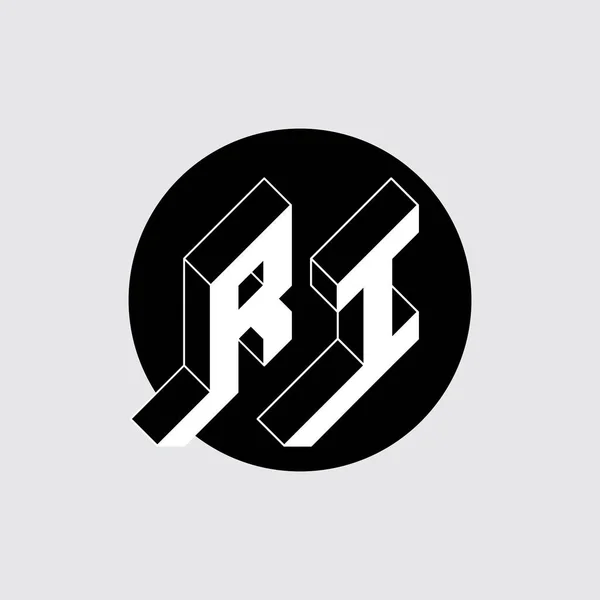 Монограмма Логотип Изометрический Шрифт Дизайна Вектор Трехмерная Буква Номер Круглом — стоковый вектор