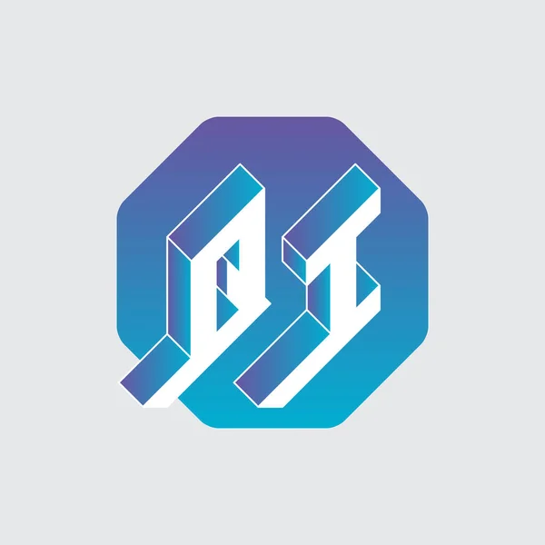Design Logotipo Carta Azul Roxo Ilustração Vetorial Para Empresa — Vetor de Stock