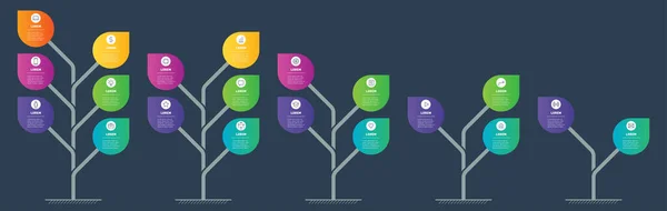 グラフィックの形で葉を持つ木 ビジネス成長のアイデアベクトル図 — ストックベクタ