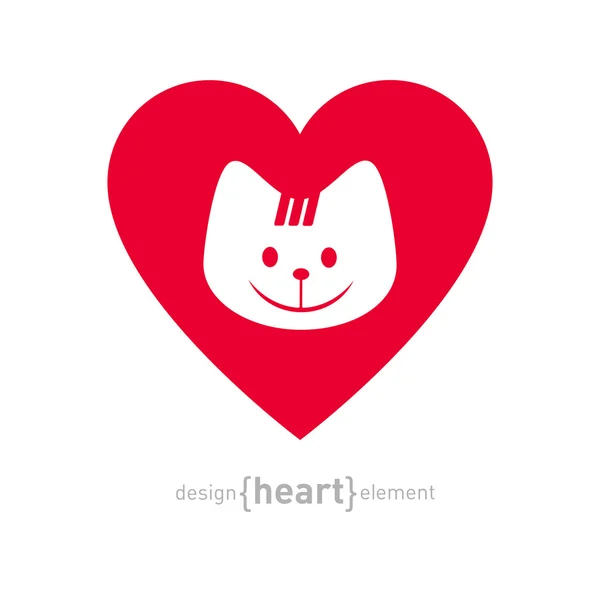 Kotek w sercu ikona — Wektor stockowy