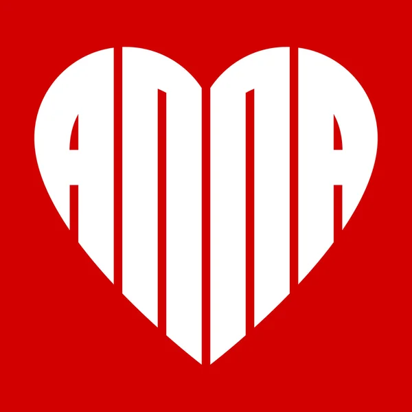 Name Anna in heart — Stock Vector