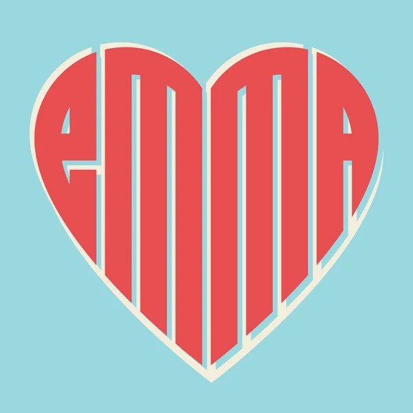 Nombre Emma en el corazón — Vector de stock