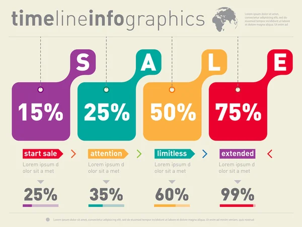 Försäljning infographic tidslinje — Stock vektor