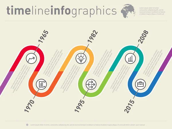 Linha do tempo do infográfico de negócios mundiais —  Vetores de Stock