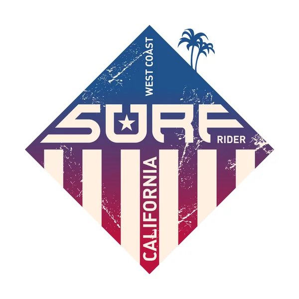 Californie côte ouest surfeurs — Image vectorielle