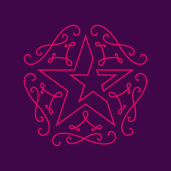 Yıldız ile çiçek monogram — Stok Vektör