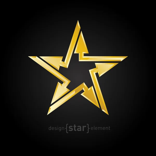 Abstract Gold star with arrows — Stock Vector