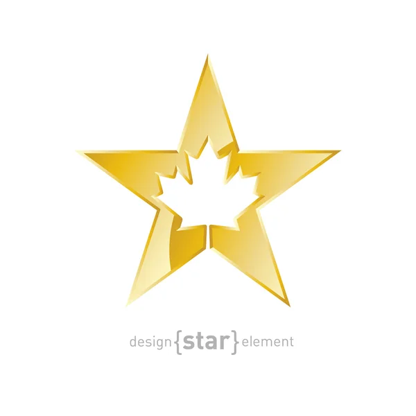 Star with Canadian maple Leaf — Stock Vector