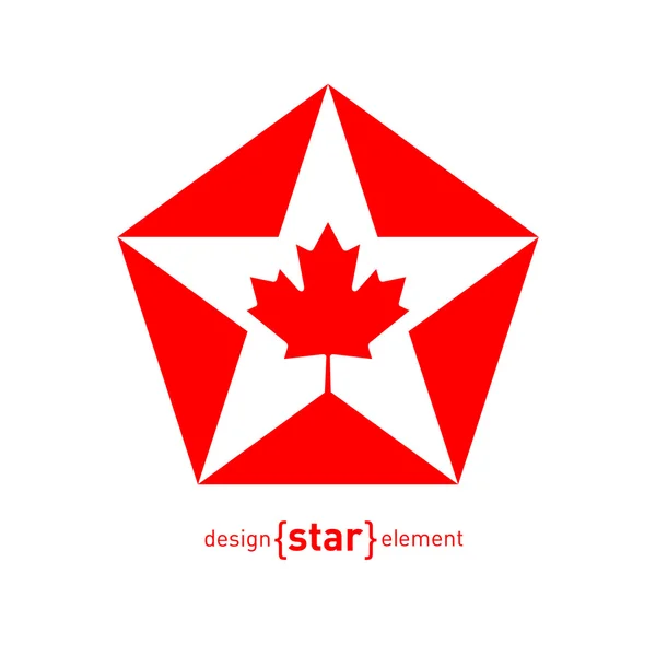 Estrella con hoja de arce canadiense — Vector de stock