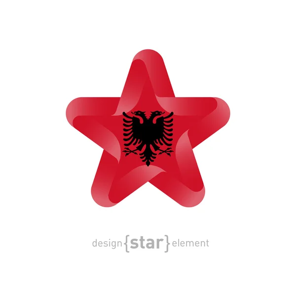 Estrella con bandera albanesa — Vector de stock