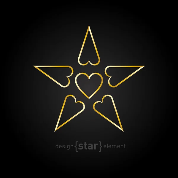Star with hearts — Stock Vector