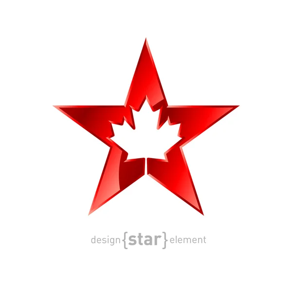 Estrela com folha de bordo canadense — Vetor de Stock
