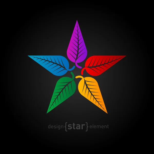 Цветная звезда из листьев — стоковый вектор