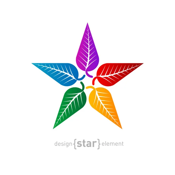 Colorful star made of leaves — Stock Vector