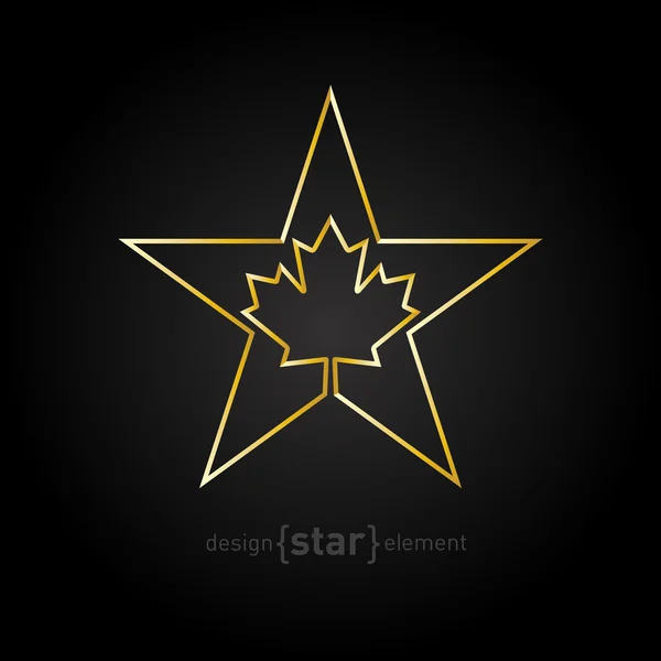 Star with Canadian maple Leaf — Stock Vector