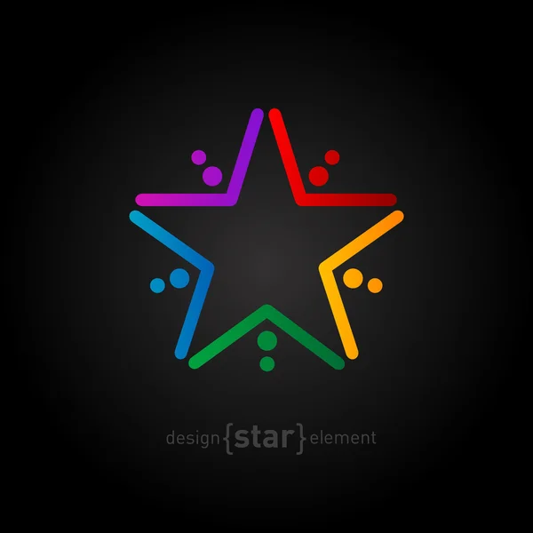 Rainbow star on black — Stock Vector