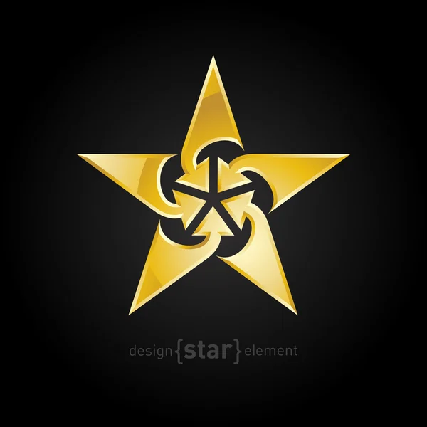 Estrella dorada con flechas — Vector de stock