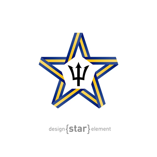 Star with flag of Barbados — Stock Vector