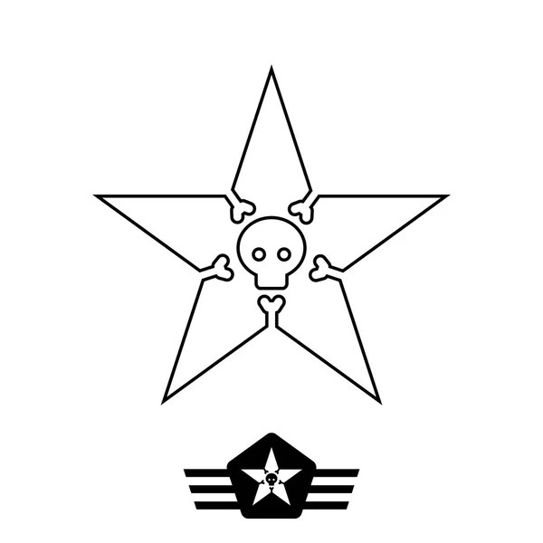 Étoile avec crâne et os — Image vectorielle