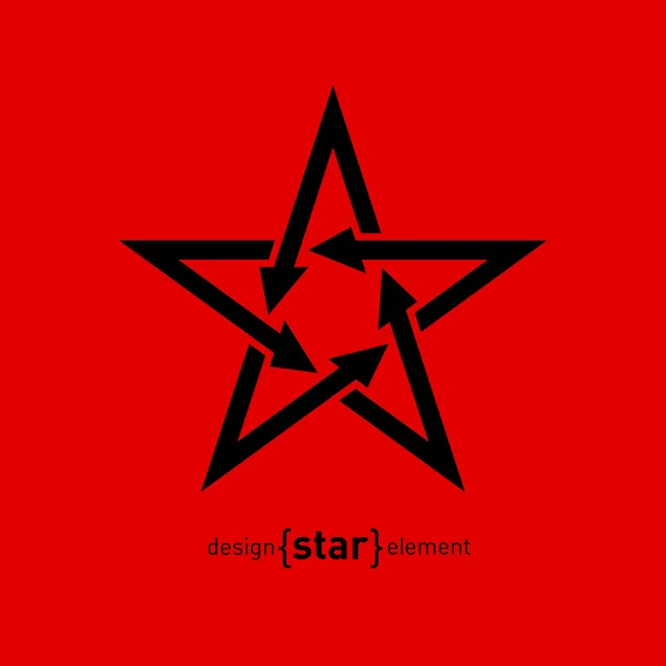 Estrella negra con flechas — Vector de stock