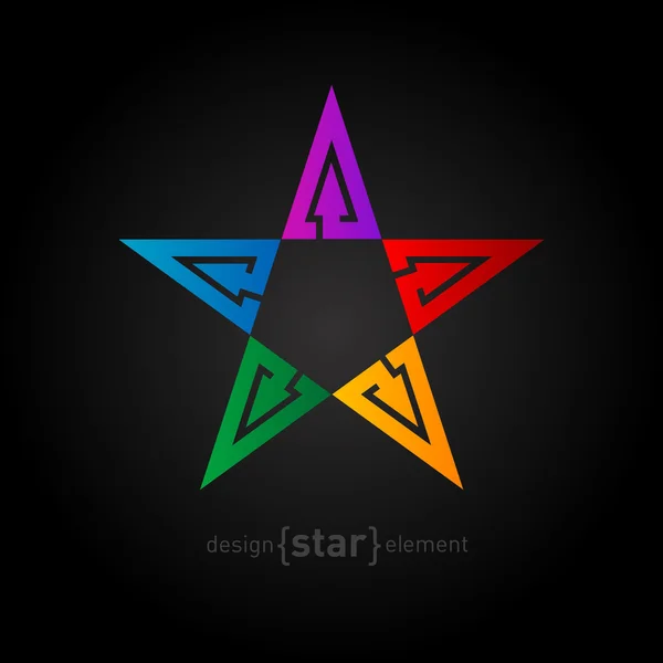Farverig stjerne med pile – Stock-vektor