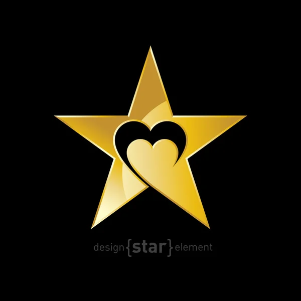 Star with heart — Stock Vector