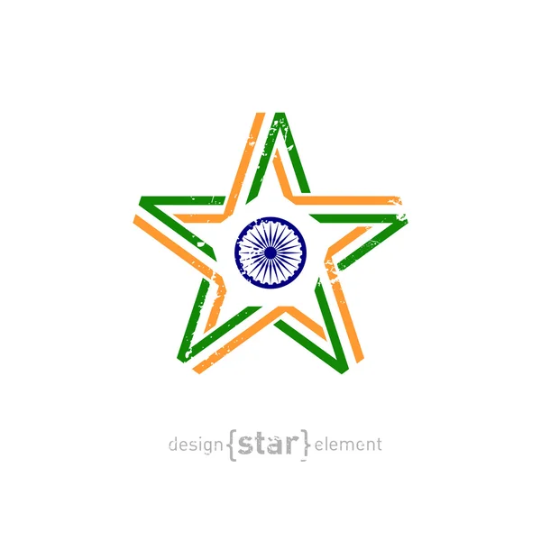 Estrela com cores de bandeira da Índia —  Vetores de Stock