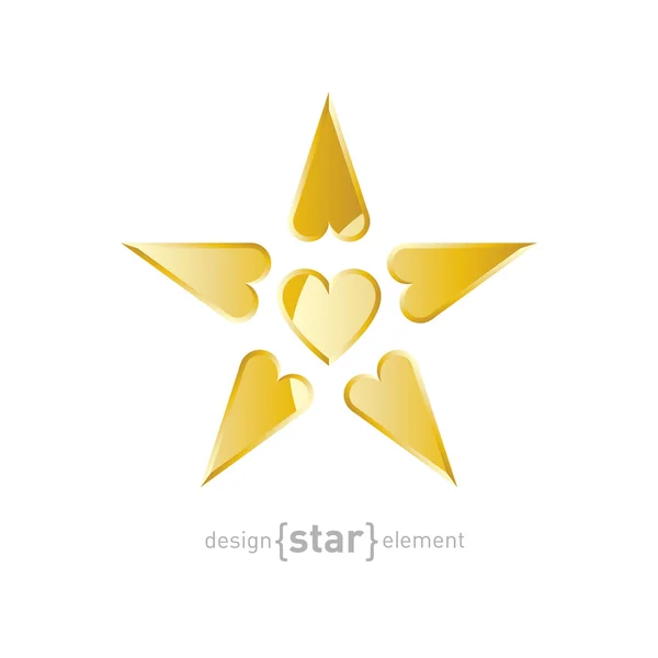 Star with hearts — Stock Vector