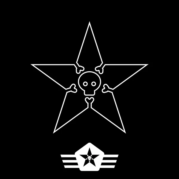 Étoile avec crâne et os — Image vectorielle