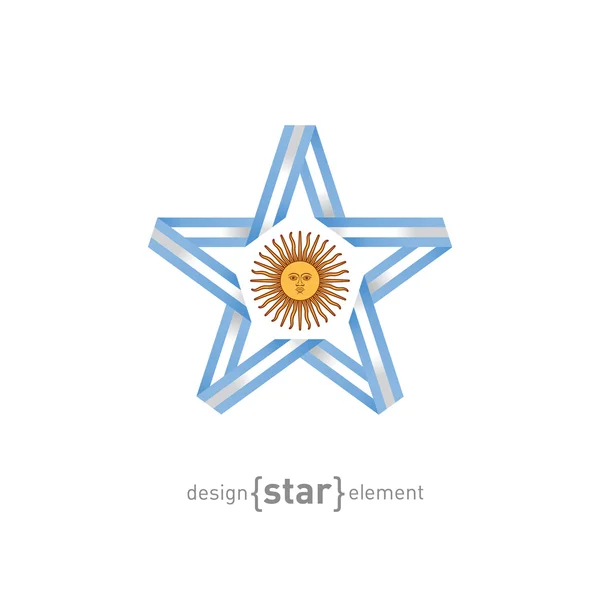 Hvězda s vlajkou Argentiny barvy — Stockový vektor