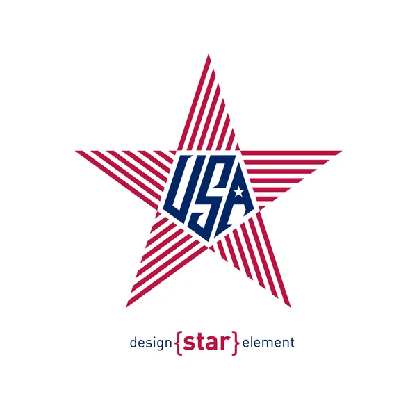 Estrella con bandera americana — Vector de stock