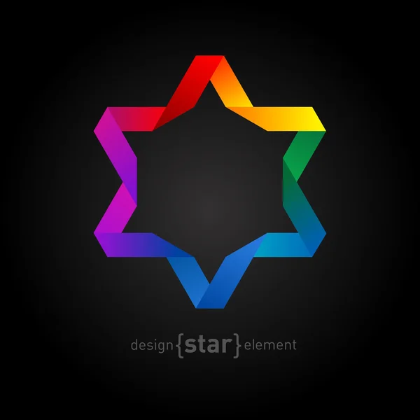 Rainbow Origami David Star — Stock Vector