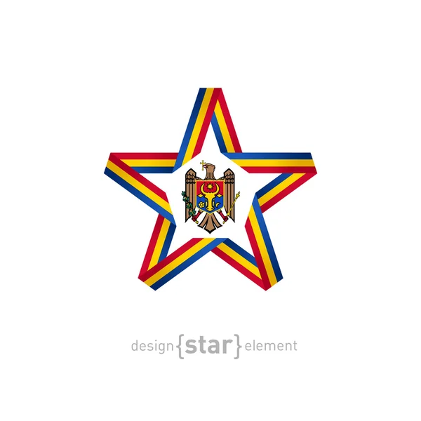 Estrela com cores bandeira da Moldávia — Vetor de Stock