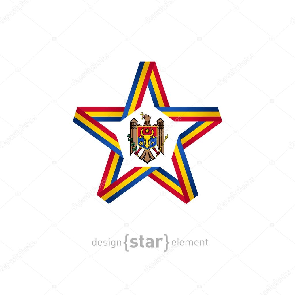 star with Moldova flag colors