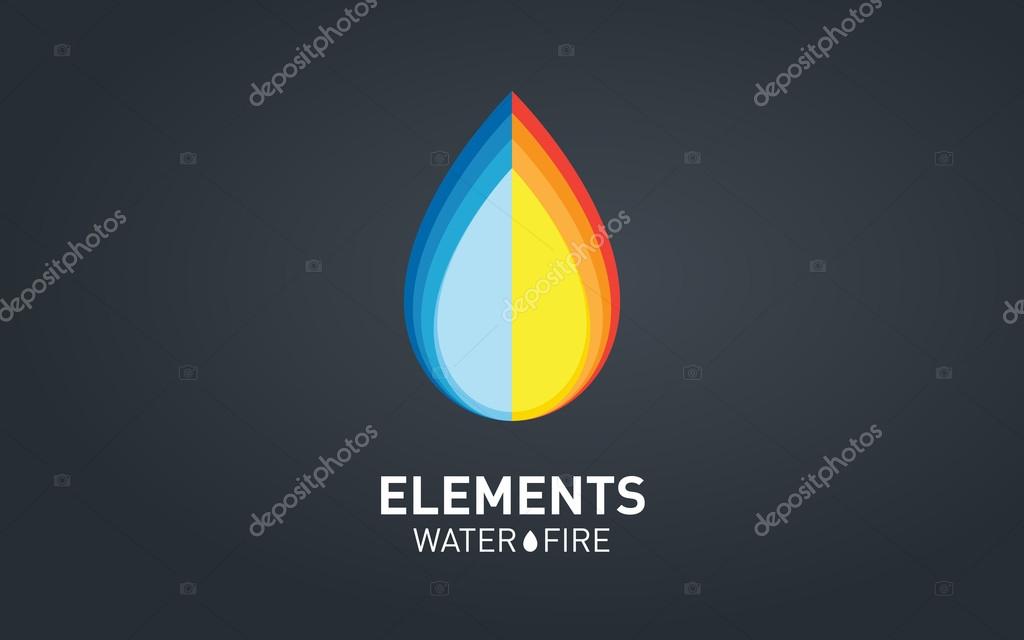 Water and Fire elements vector logo design template. Elements logotype concept.