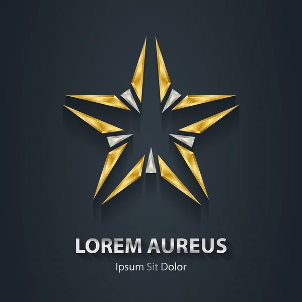 Золотая и серебряная звезда логотип . — стоковый вектор