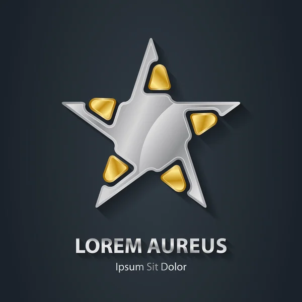 Logotipo de estrela de ouro e prata . — Vetor de Stock