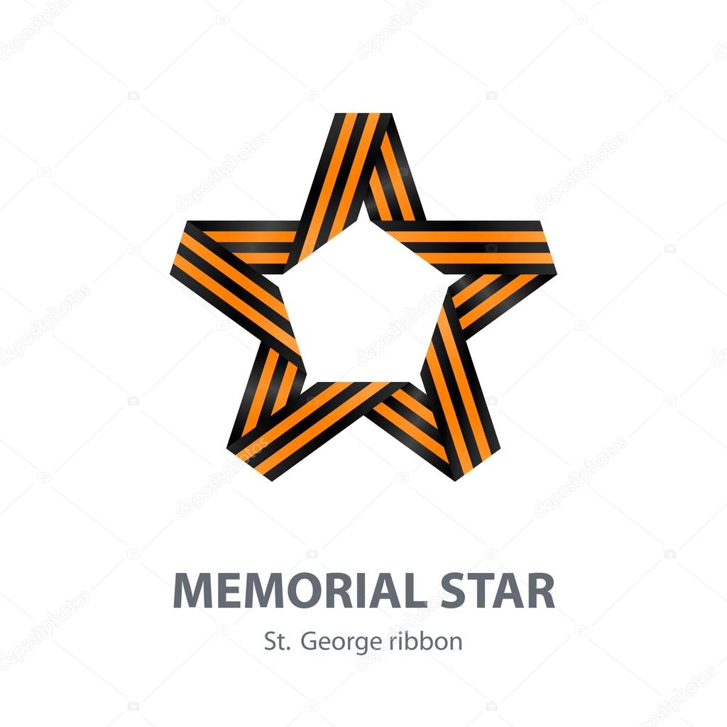 Vector Memorial Star for Victory Day made of St. George ribbon. Design element with gradients. Isolated on white background
