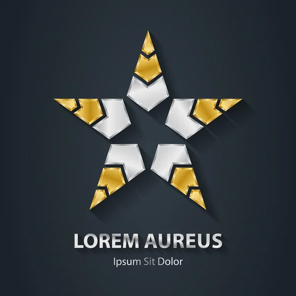 Zlaté a stříbrné hvězdy logo. — Stockový vektor