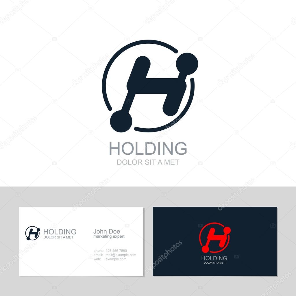 Vector Corporate Logo H Letter. Design templates. Logotype with identity business cards.