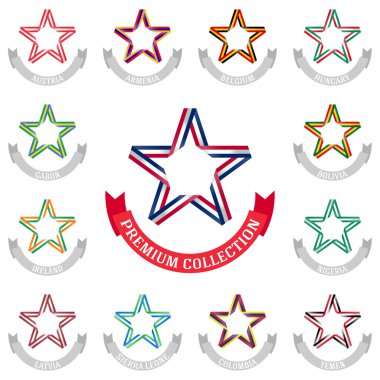Set of Stars with countries clipart