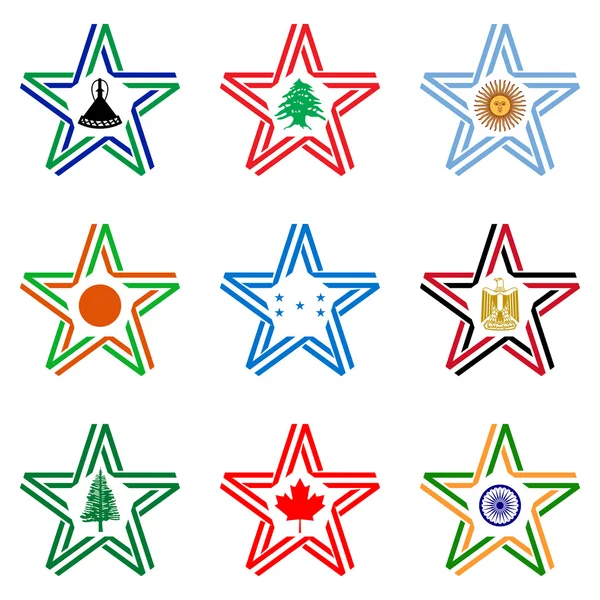Reihe von Sternen mit Ländern — Stockvektor
