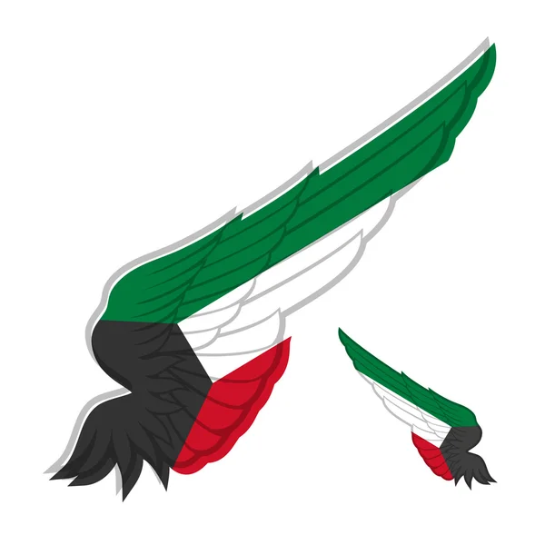 Vlajka Kuvajtu na křídlech — Stockový vektor